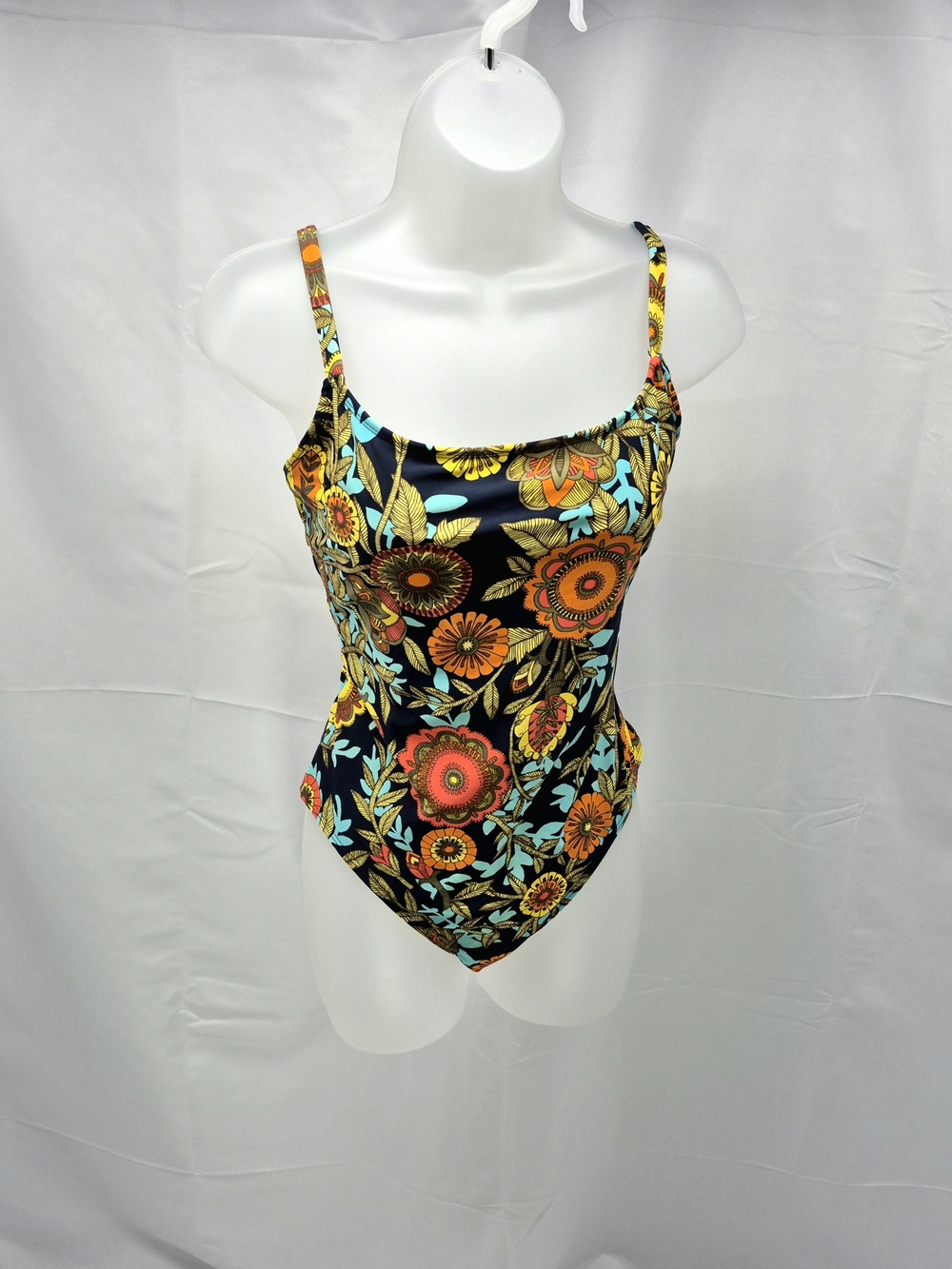 Leilani Floral Paisley One Piece Swimsuit Size 10 Boho Beachy Vibrant Resort